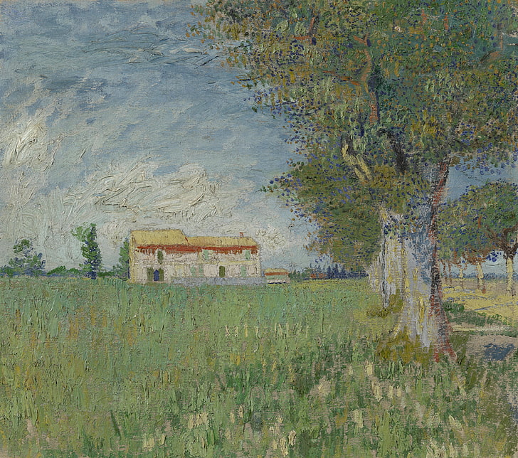 Vincent van Gogh, oil painting, landscape, plant, tree, growth, HD wallpaper