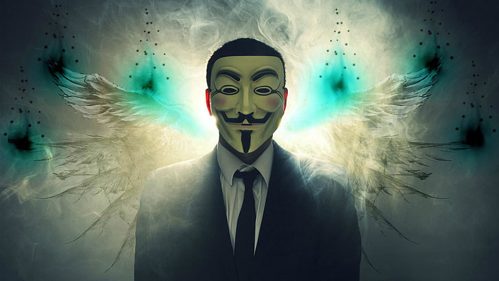 Hd Wallpaper Men S Black Blazer Anonymous Mask People Artwork Digital Art Wallpaper Flare