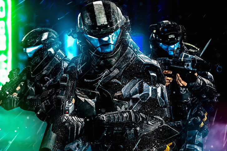 Soldiers, Squad, Halo 3: ODST, Armour, scuba diving, underwater
