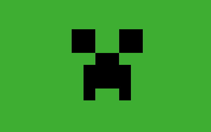 Minecraft Creeper, Video Games, Black, Green Background