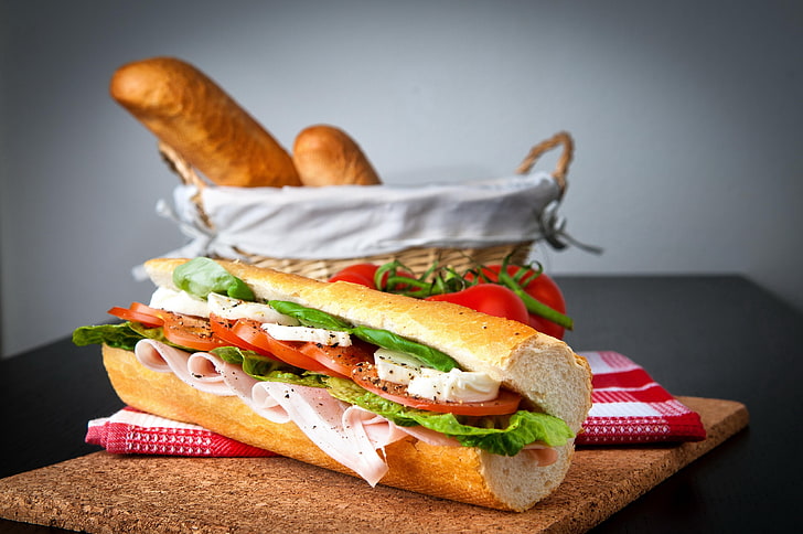 sandwich bread, meat, tasty, food, tomato, lettuce, snack, lunch, HD wallpaper