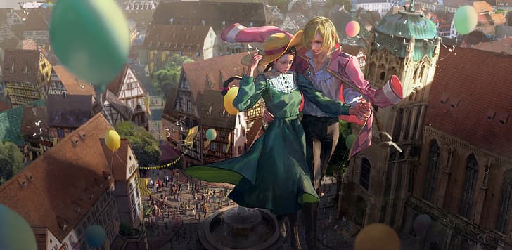 fantasy art, artwork, Howl's Moving Castle, Studio Ghibli, HD wallpaper