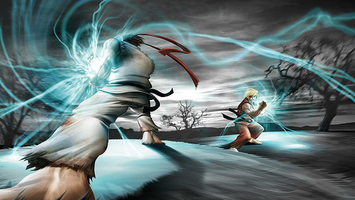 Ryu vs Ken Masters - Street Fighter, ryo and ken shoryuken technique painting, HD wallpaper