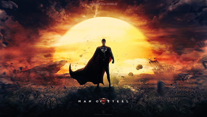 Man of Steel Superman wallpaper, movies, sky, sunset, orange color, HD wallpaper