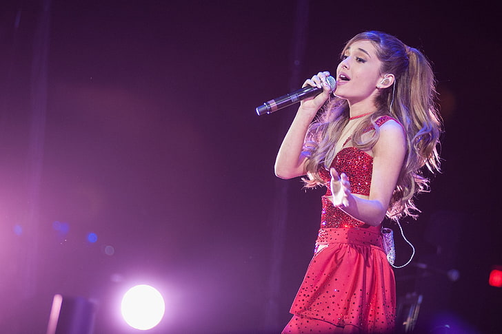 Ariana Grande, music, performance, musician, microphone, input device, HD wallpaper