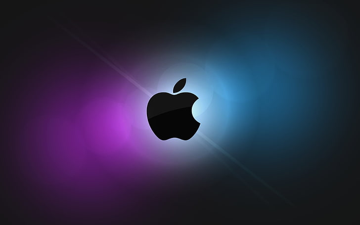 Apple logo wallpaper, purple, blue, mac os, vector, symbol, illustration