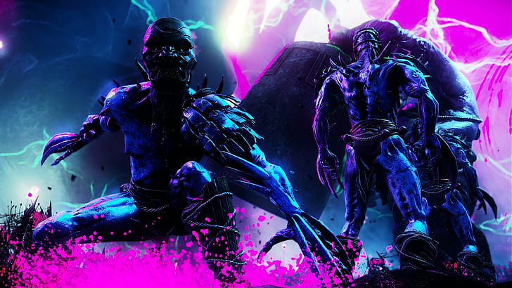 blue, Enemy, neon, Pink, Shadow Warrior 2, HD wallpaper