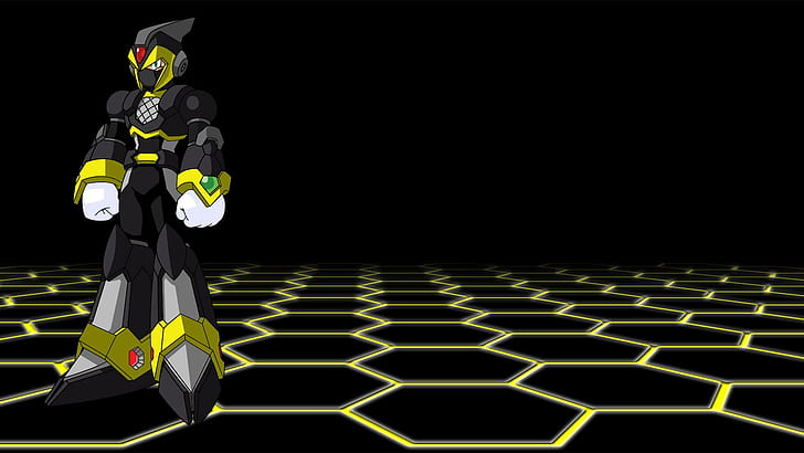 Shadow Armor X, yellow, gray and black armored illustration, mega man x