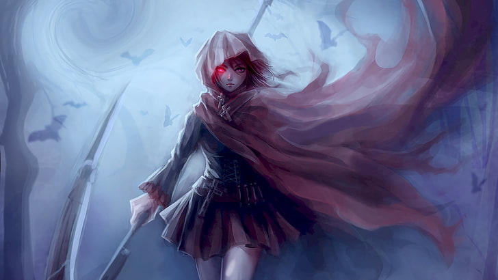 anime girl with scythe, anime girls, RWBY, Ruby Rose (character), HD wallpaper