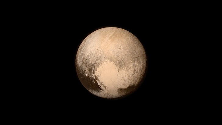 Pluto, planet, space, single object, no people, black background