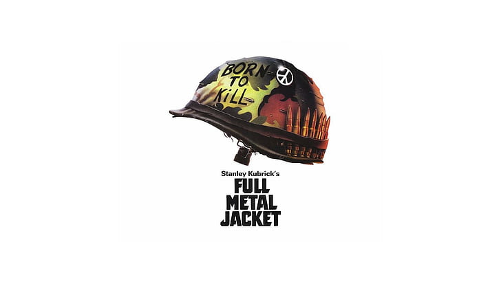 Full Metal Jacket, helmet, Movie Poster, Peace Sign, Stanley Kubrick, HD wallpaper