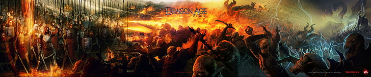 Dragon Age, Dragon Age: Origins, Triple Screen, HD wallpaper
