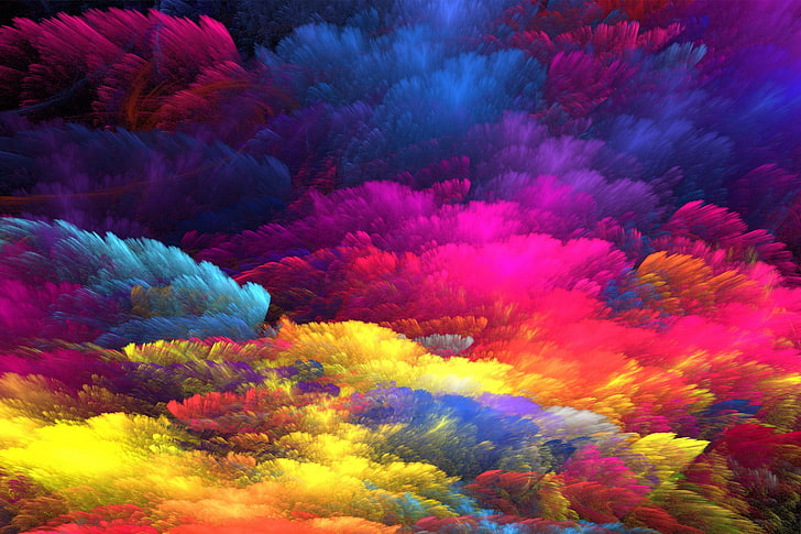 multicolored clouds graphic art, background, paint, colors, colorful, HD wallpaper