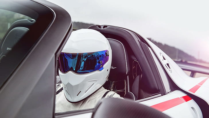 men, The Stig, helmet, sports car, Porsche, reflection, Top Gear