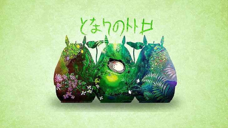 assorted-color floral digital wallpaper, Studio Ghibli, My Neighbor Totoro