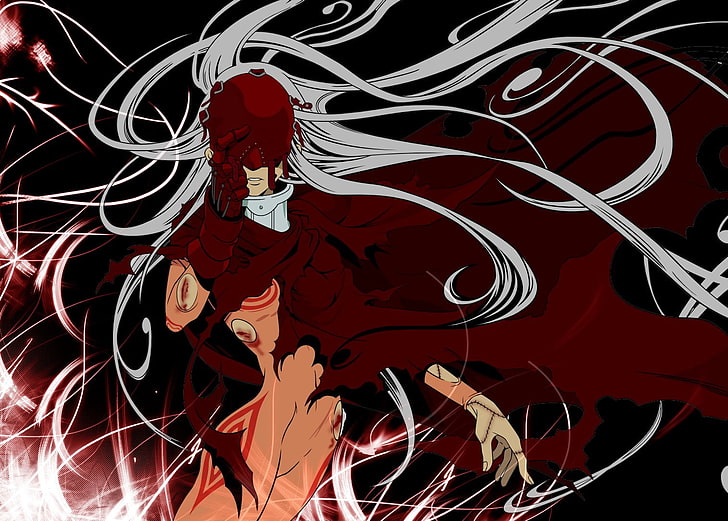 deadman, hair, red, shiro, white, wonderland, HD wallpaper