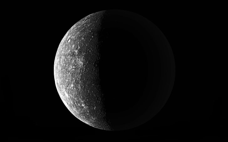 gray moon, monochrome, space art, night, astronomy, moon surface