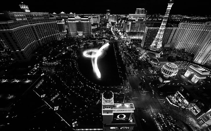 Black And White Vegas, grayscale photography of buildings, Nevada
