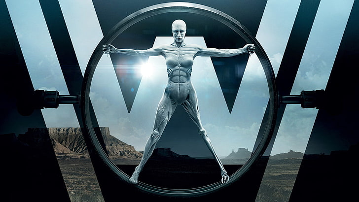 man spreading his arm poster, westworld, androids, HBO, tv series
