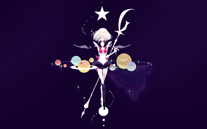 boots, hair, moon, planets, purple, sailor, saturn, short, weapons