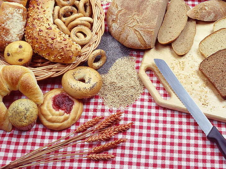 assorted-pastries, bakery, spikes, knives, boards, baking, food