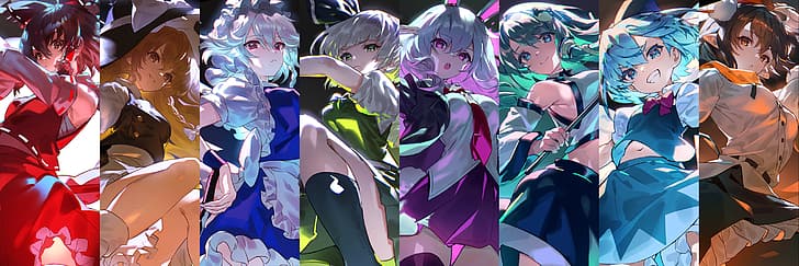 Touhou, Hakurei Reimu, Izayoi Sakuya, Kirisame Marisa, Kochiya Sanae, HD wallpaper