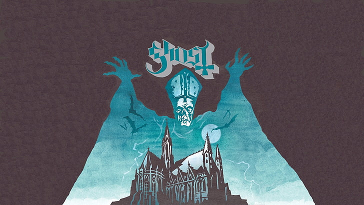 blue ghost printed textile, Ghost B.C., band, metal music, artwork