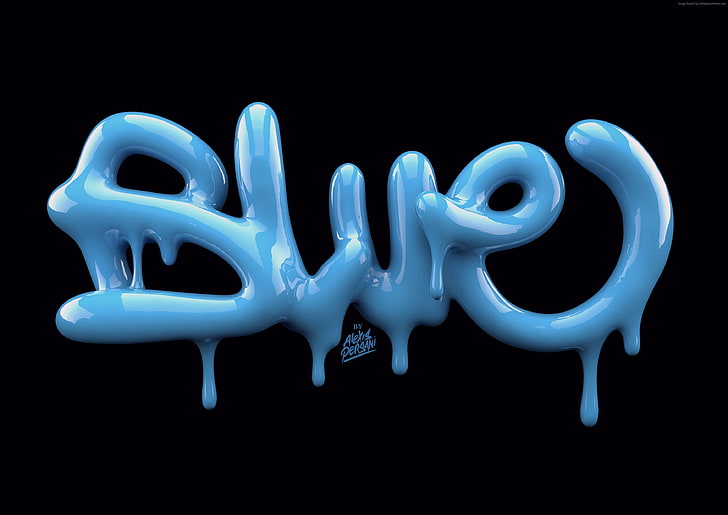 font, 5k, abstract, typography, 3D, shape, blue, 4k