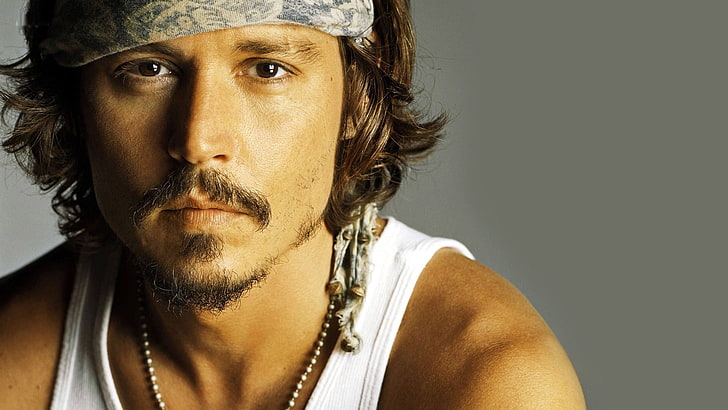 Johnny Depp, men, actor, portrait, one person, headshot, facial hair