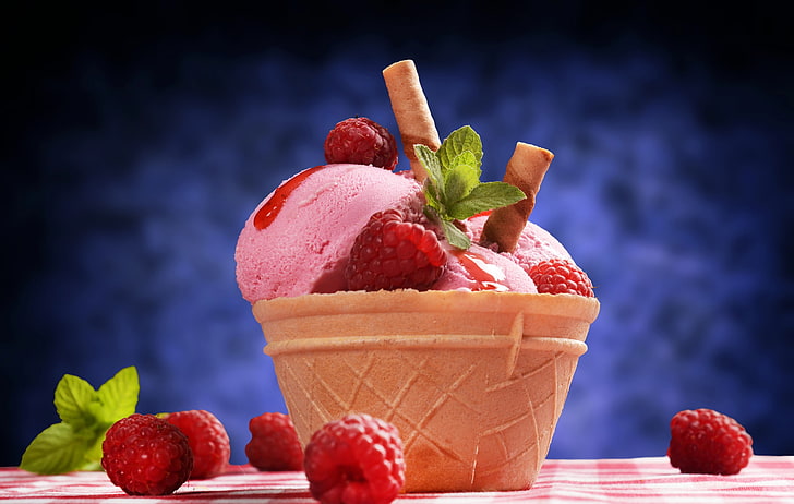 food, sweets, ice cream, food and drink, fruit, healthy eating, HD wallpaper