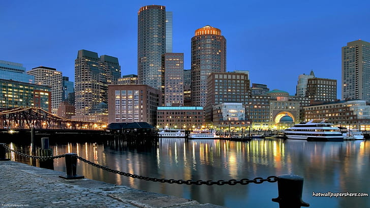 Boston Skyline, modern, city, nature and landscapes