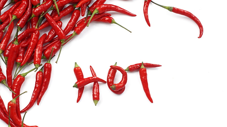 red chili, the inscription, white background, pepper, hot, bitter, HD wallpaper