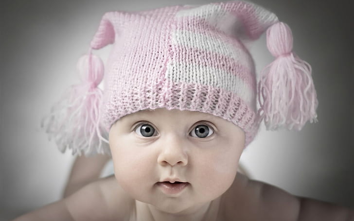 HD wallpaper: Baby HD, baby's white and pink twin pom pom knit cap,  photography | Wallpaper Flare