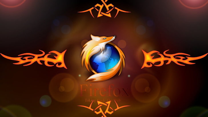 Mozilla Firefox, digital art, artwork, abstract, sphere, illuminated