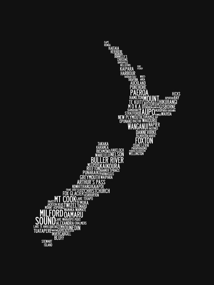 white map cloud text, minimalism, black background, simple background