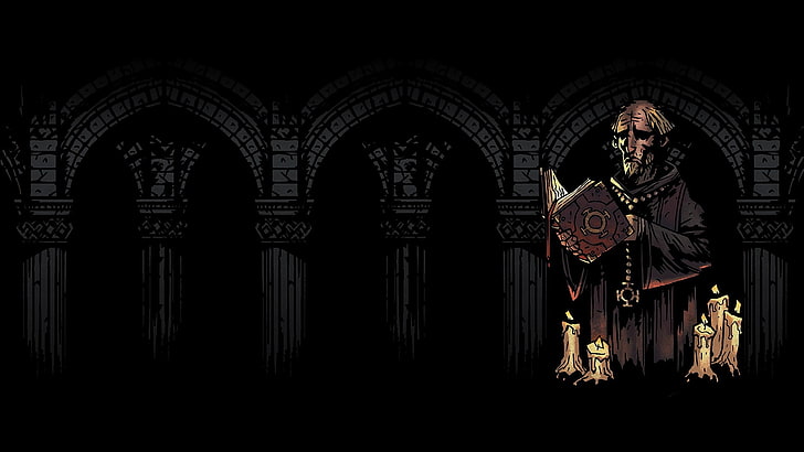 priest illustration, Darkest Dungeon, video games, architecture
