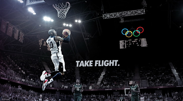 Kobe Bryant take flight, basketball player digital wallpaper, HD wallpaper
