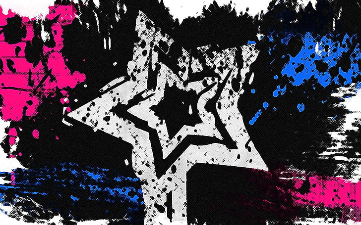 multicolored star painting, stars, digital art, selective coloring
