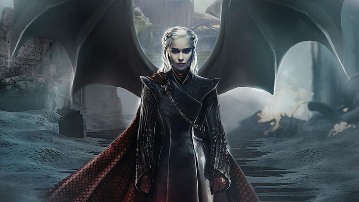 women, Emilia Clarke, Daenerys Targaryen, Game of Thrones, dragon, HD wallpaper