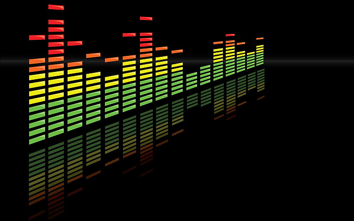 green, yellow, and red bar graph, audio spectrum, minimalism