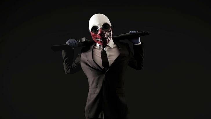men's black suit jacket, Payday: The Heist, Payday 2, black background, HD wallpaper