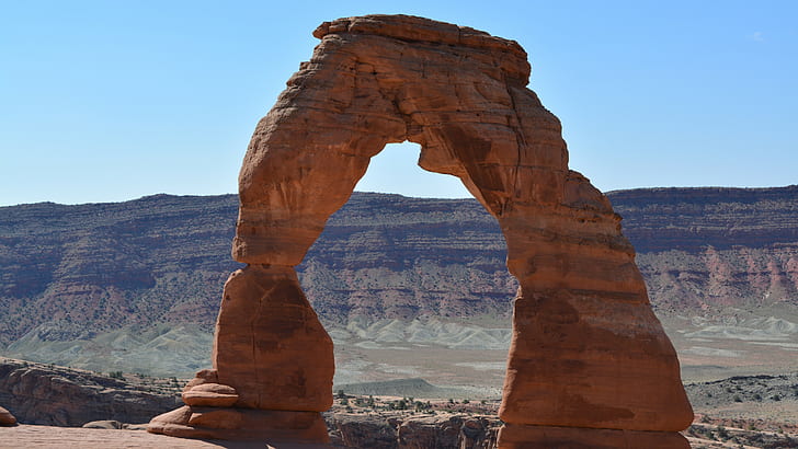 nature rock arch delicate arch, rock - object, rock formation, HD wallpaper