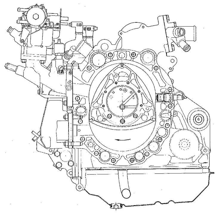 birotor, blueprint, cutaway, drawing, engine, wankel