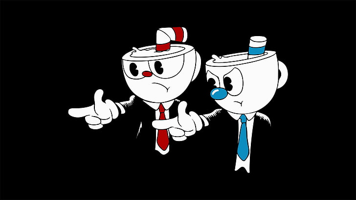 two white teacups illustration, Cuphead (Video Game), Pulp Fiction