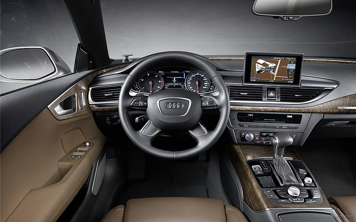 black and gray Audi car interior, transportation, mode of transportation, HD wallpaper