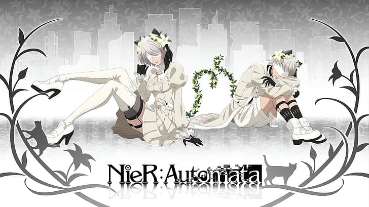 Nier: Automata, 2B (Nier: Automata), 9S (Nier: Automata), anime boys, HD wallpaper