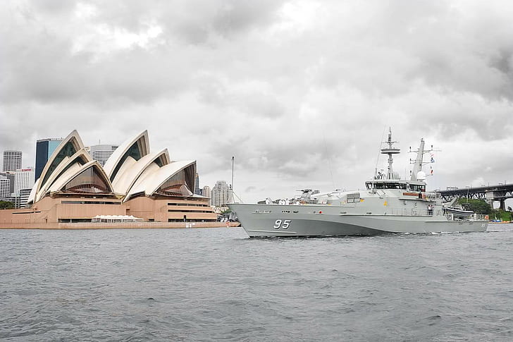 warship, Sydney Opera House, Australia, military, vehicle, HD wallpaper