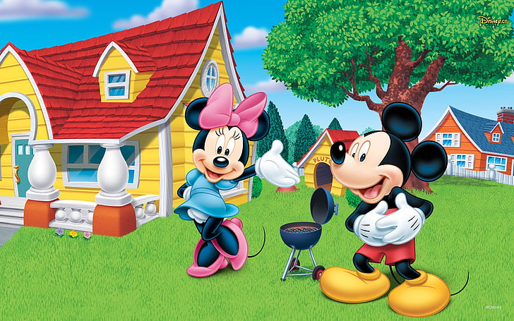 HD wallpaper: Disney Mickey Mouse And Minnie Wooden House Grill Cartoon  Wallpaper Hd | Wallpaper Flare