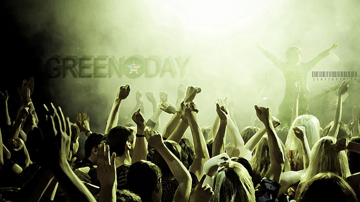 painting of people, Green Day, crowd, group of people, arts culture and entertainment, HD wallpaper