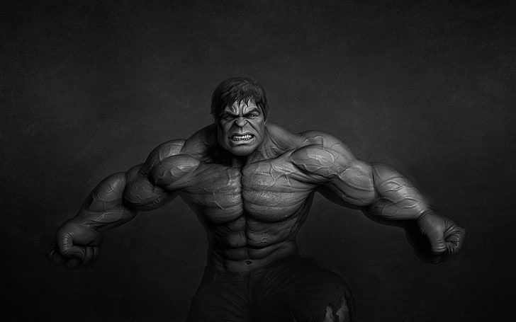 Incredible Hulk wallpaper, monster, dark background, muscular build